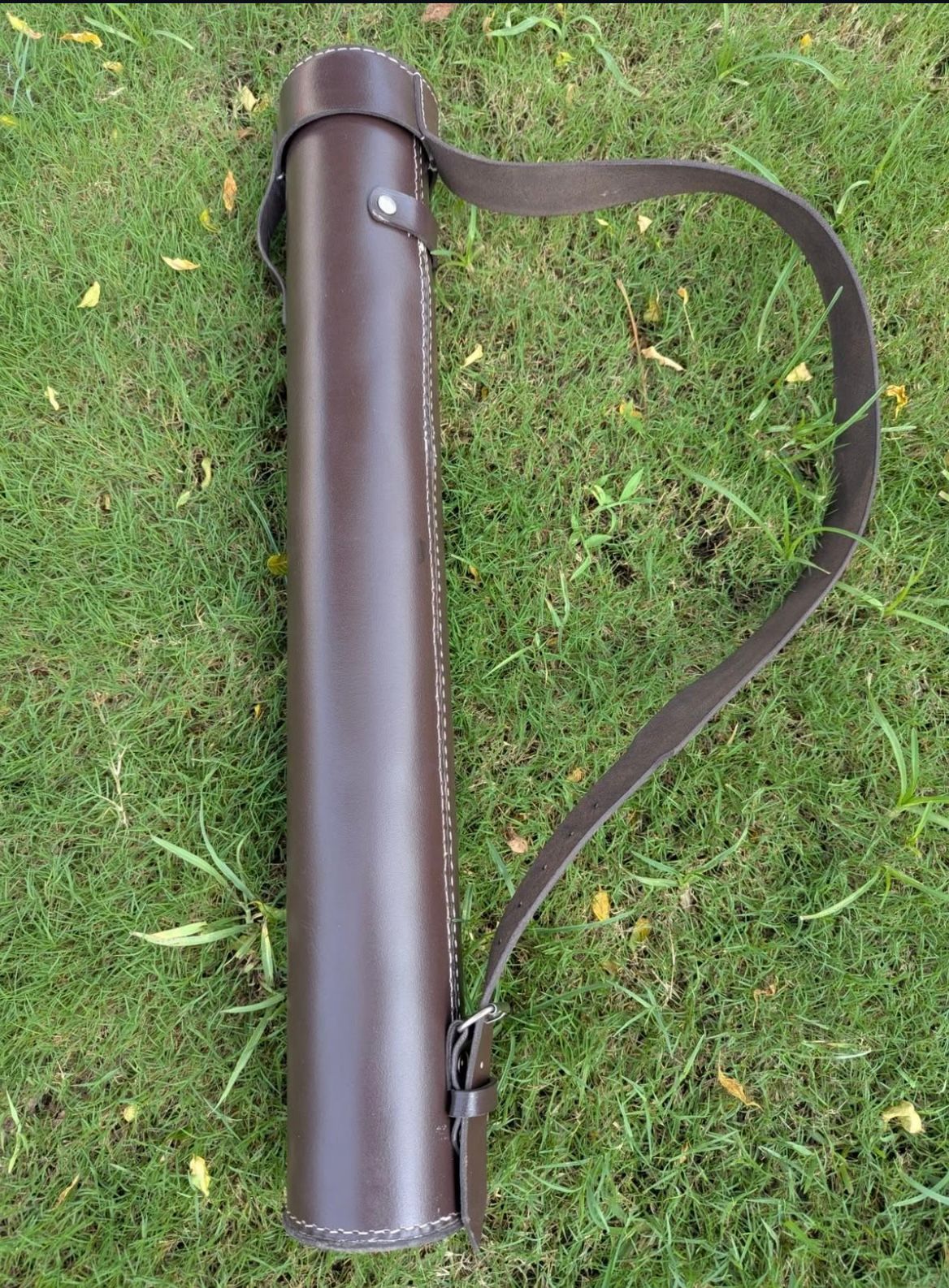 Leather Fishing Rod Bag with Adjustable Shoulder Strap