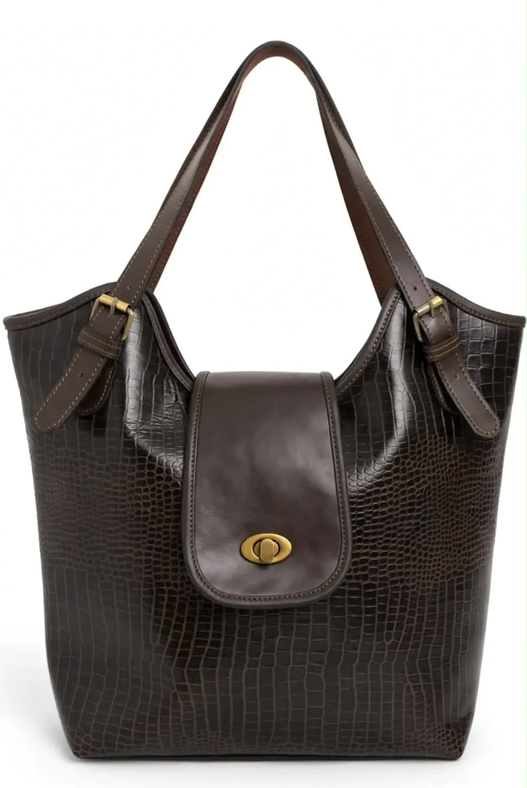 Women’s Crocodile Embossed Leather Tote Handbag