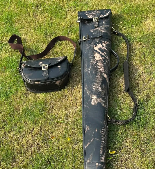 Camouflage Leather Gun Slip & Cartridge Bag Set – Hunting Shooting Accessories