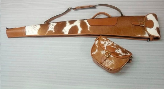 Cowhide Leather Hunting Gear Case with Accessory Pouch